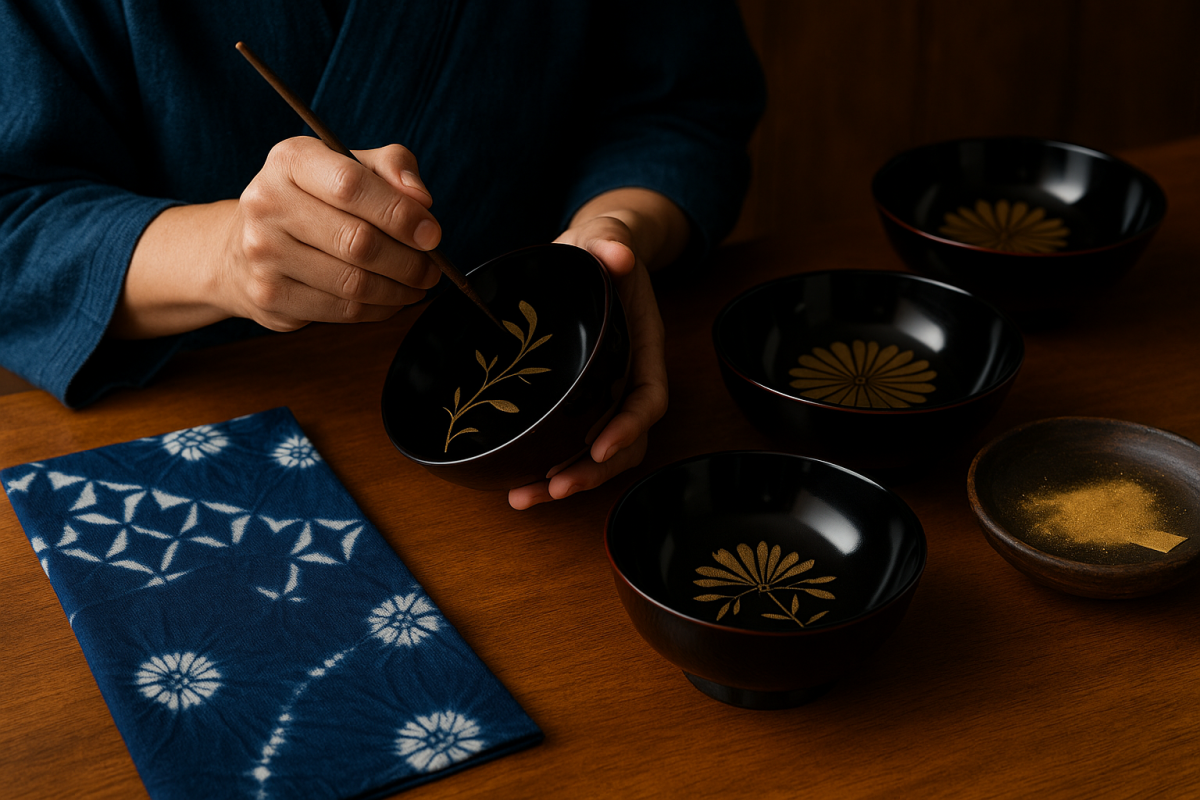 Lacquerware bowl with gold maki-e decoration
