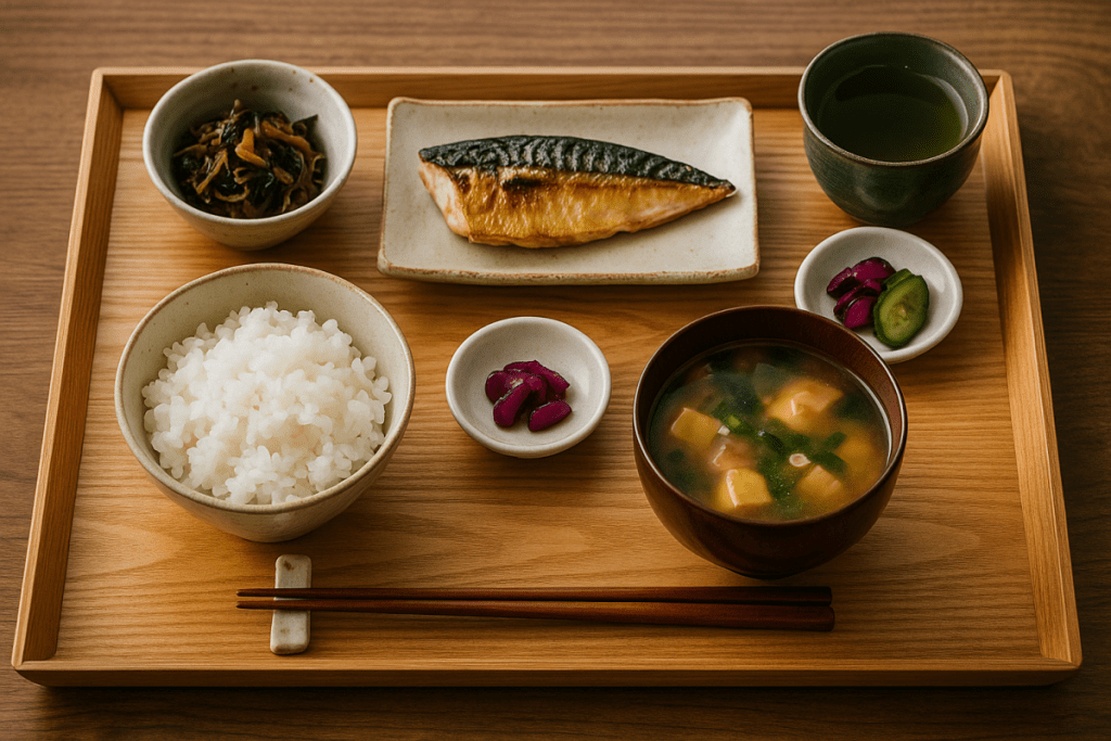 Traditional Japanese meal set showing table etiquette and everyday dining culture