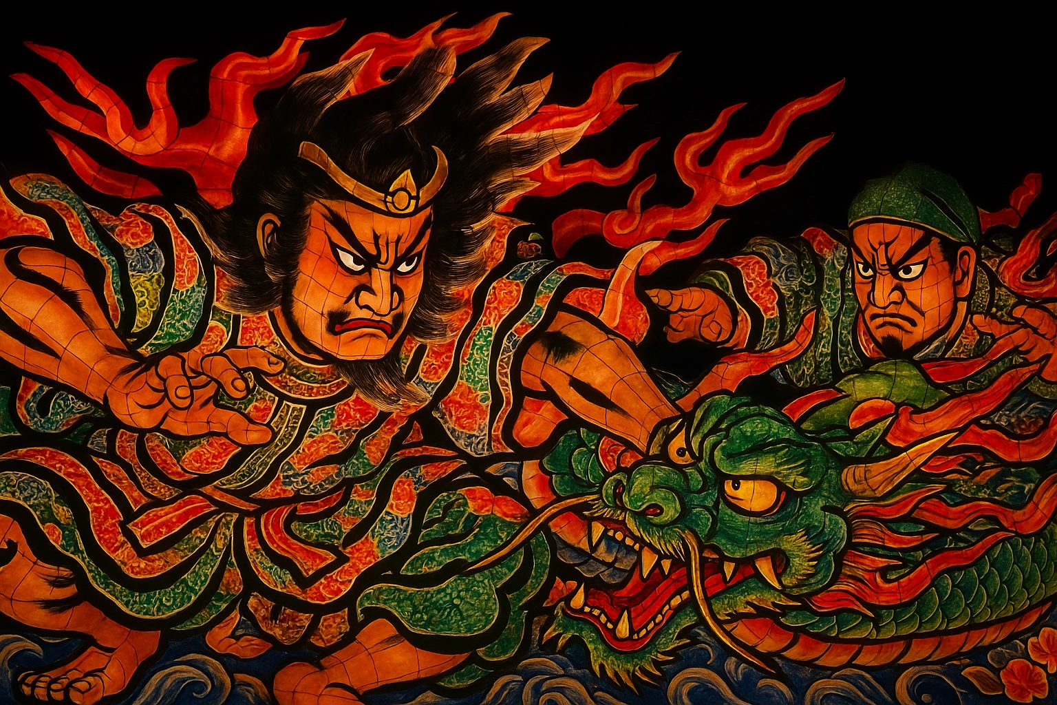 Aomori Nebuta illuminated float at night