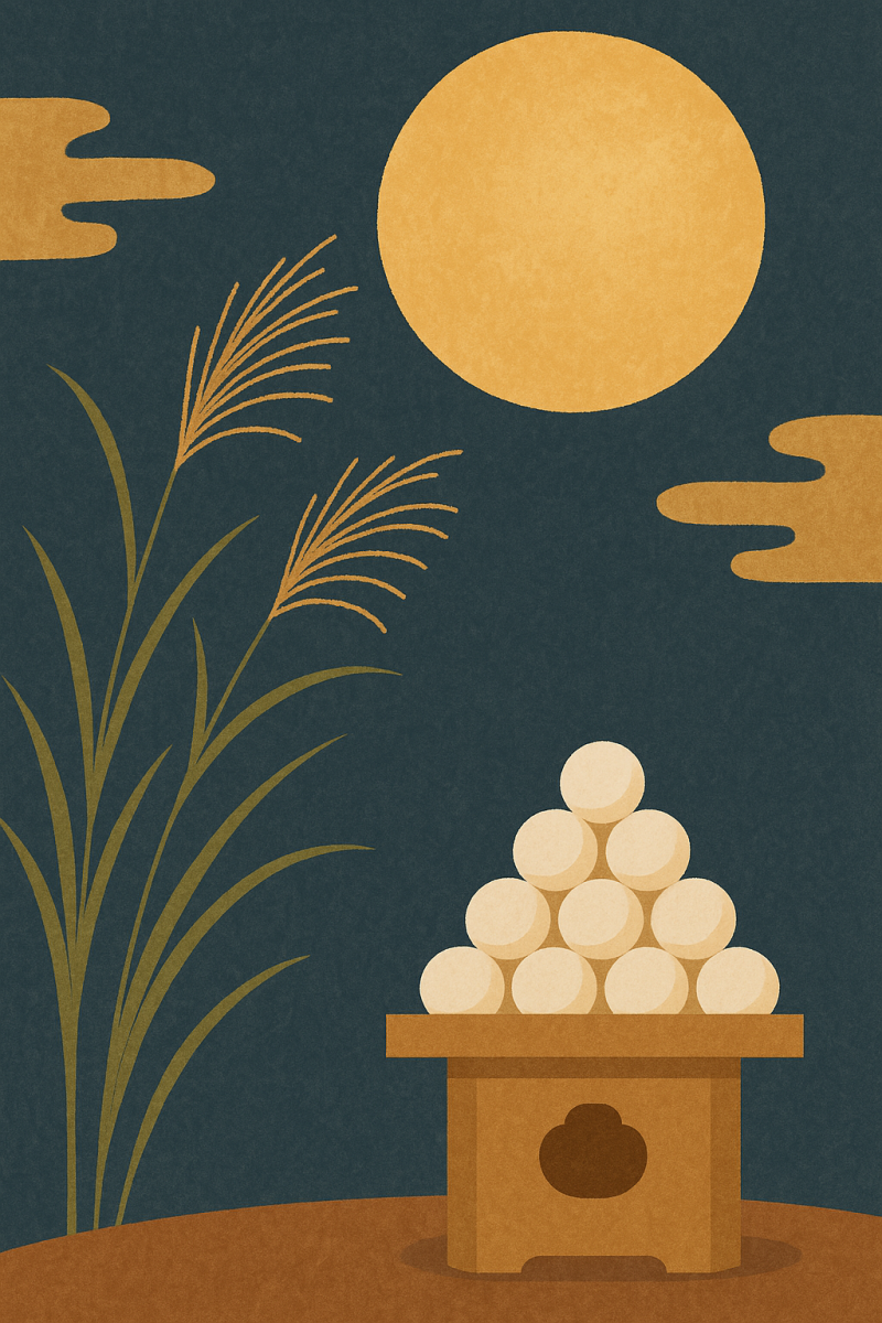 Tsukimi moon viewing with dango offering